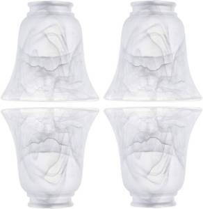 lot 471594 image: Set of 4 Premium Ceiling Fan Light Covers, Transitional Style Milky Glass Alabaster Shade, Perfect Ceiling Fan Replacement Glass Accessories, Standard 2-18 Fitter Size
