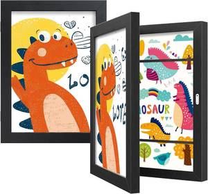 lot 471607 image: BAIJIALI Black Art Frames for Kids Artwork - Front Opening Holds 150 Drawings, 3D Crafts - 2 Packs 8.5x11 with mat or 9x12 without Mat
