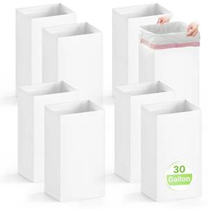 lot 471616 image: 8 Pack 30 Gallon Disposable Trash Cans,30 H x 14 W x 14 D,White