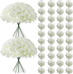 lot 471618 image: 65Pcs White Hydrangea Artificial Flowers Bulk for Home Decor