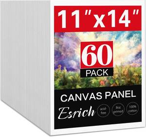 lot 471620 image: ESRICH Canvas for Painting 11x14, 60 Pack Canvas Boards for Painting Cotton Primed Acid Free Blank Canvas Panels for Beginners & Artist for Oil Paint, Watercolor, Acrylic Paint, Gouache.