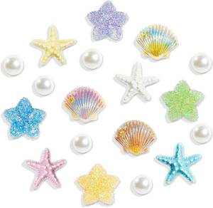 lot 471634 image: 18 Pcs Cute Bling Shoe Charms for Women Cute Seashell Starfish Shoe Decoration Charms, DIY Shoe Decoration Charms Accessories for Clog Sandals Birthday Party Favor
