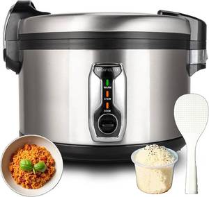 lot 131475 image: Retails for $269 16L Commercial rice cooker 90 cups cooked Large Stainless Steel rice Commercial for 65-75 people 1550W Electiric Rice Warmer, with One-Touch Operation  Auto Keep Warm Non-Stick Inner Pot