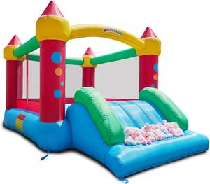 lot 231631 image: Retails for $190 WeeOneKids Air Bounce House, Inflatable Bouncer with Air Blower and Slide, Jumping Family Backyard Bouncy Castle with Extra Thick Material (Red Yellow&Blue)