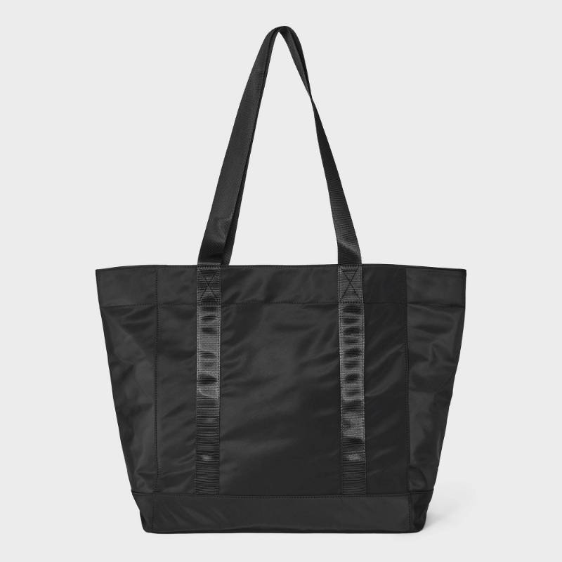 lot 2057 image: Large Canvas Tote Handbag - Wild Fable�� Black Lightweight Woven Double Handle - Retail $20