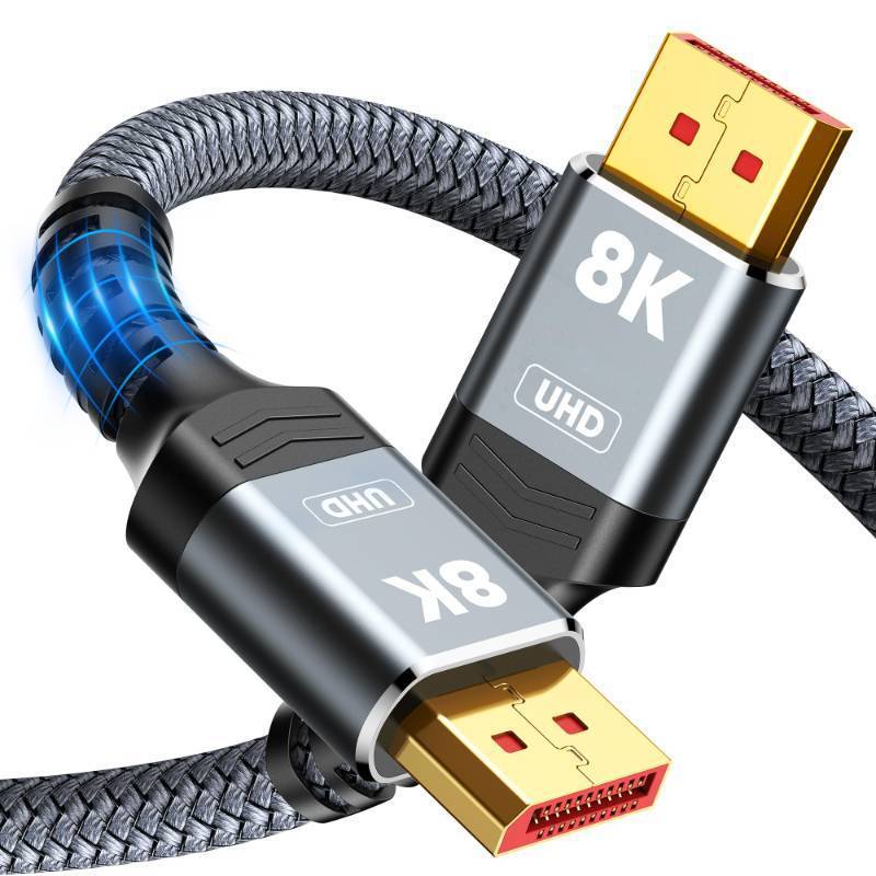 lot 2025 image: Capshi 8K 4K DisplayPort Cable 1.4, 25FT DP Cord (VESA Certified, 8K60Hz, 4K144Hz, 2K240Hz165Hz), 32.4Gbps High Speed Display Port Cable for Gaming Monitor, HDRFreeSyncG-Sync, Braided, Grey Retail $40.99