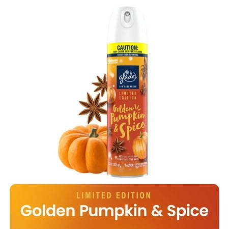 lot 2038 image: Glade Air Freshener Spray  Golden Pumpkin & Spice  Fragrance Infused with Essential Oils  8.3 oz - Retail $11