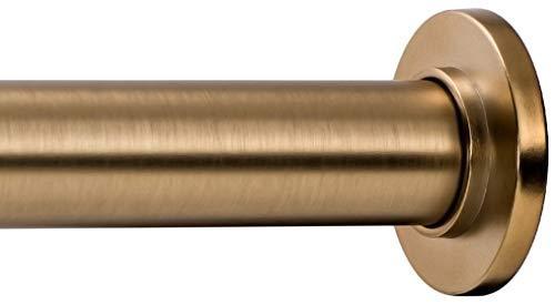 lot 2073 image: Ivilon Tension Curtain Rod - Spring Tension Rod for Small Windows or Shower, 16 to 24 Inch. Warm Gold Retail $23.74