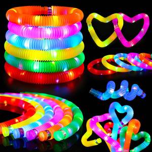 lot 2034 image: Siwarm 24 Pcs Glow Sticks Toys for Kids, LED Light Up Pop TubesBracelet Party Favors for Kids,Glow in The Dark Party Supplies, Birthday Gifts Xmas Stocking Goodie Bags Stuffers Boys Girls. Some of them do not work - Retail $17