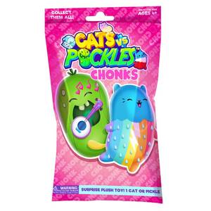 lot 2071 image: Cats vs Pickles Chonk Fuchsia Wave A Mystery Bags 1pk  6 CvP Bean Filled Plushies  Blind Bags for Girls and Boys  Surprise Collectibles  Toys for Kids and Adults  Sensory Friendly  1 Pack - Retail $12