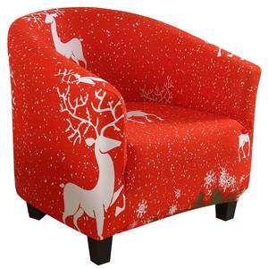 lot 2094 image: SearchI Christmas Club Chair Slipcover Stretch Barrel Chair Covers Xmas Tub Chair Slipcovers Armchair Cover Removable Couch Furniture Protector Arm Chair Cover for Living Room(Red Christmas Elk) - Retail $30
