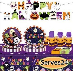 lot 19652 image: Halloween Party Supplies Tableware Set Serves 24