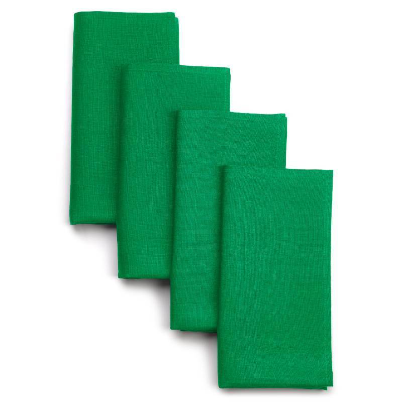 lot 1107 image: DMoksha Homes Linen Dinner Napkins 18 x 18 Inch - 100% Pure Linen Kelly Green Napkins Set of 4 - Washable Kelly Green Cloth Napkins for Summer Retail $44.99