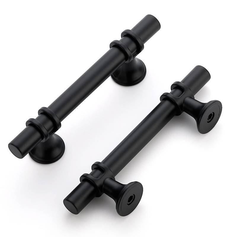 lot 1080 image: Home Expert 11 Pack 3 Inch Black Cabinet Handles and Pulls - Matte Kitchen Drawer Hardware - 5 Inch Overall Length Retail $22.99