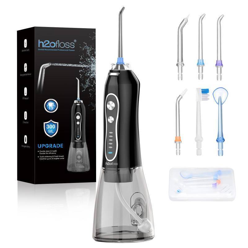 lot 1030 image: H2ofloss Water Dental Flosser Teeth Pick -Portable Oral Irrigator with 5 Modes, Rechargeable IPX7 Waterproof Orthodontic Teeth Cleaner Pick Cordless for Home Travel-300ml Water Tank - Retail $30