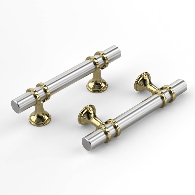 lot 1031 image: Haliwu 10 Pack Brushed Nickel Cabinet Pulls, Barrel Cabinet Handles Gold Kitchen Hardware Pulls, 3 inch Hole to Hole Center Retail $43.74