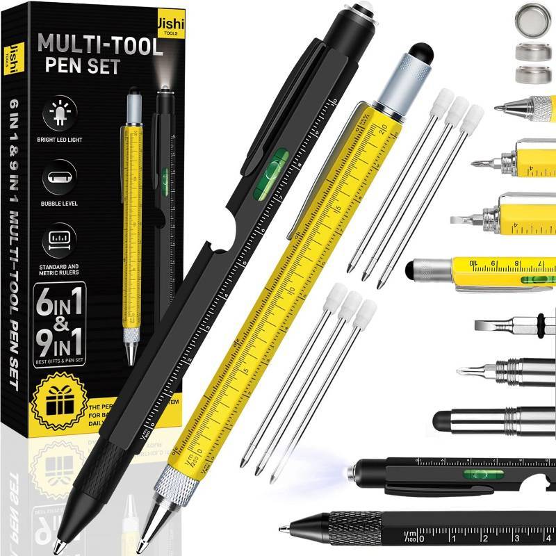 lot 1100 image: Gifts for Men, Stocking Stuffers for Men Adults, Multitool Pen Set 2pcs Multi-Tool Pens Cool EDC Gadgets - Retail $13
