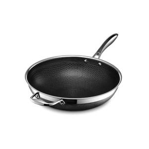 lot 1022 image: HexClad 12 Hybrid Nonstick Wok, Dishwasher and Oven Safe, Induction-Ready - Retail $155