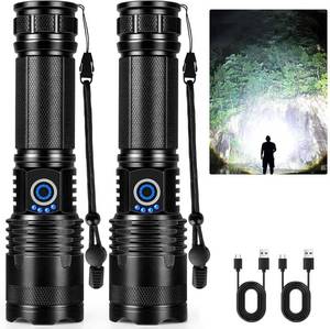 lot 1041 image: Rechargeable LED Flashlights High Lumens, 90,000 Lumens Super Bright Flashlights with 5 Modes, Waterproof Powerful Flash Light Multifunctional Flashlights for Home Camping Hiking (2 Pack) - Retail $35