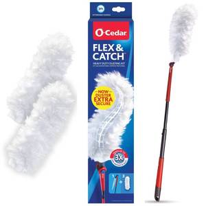 lot 1048 image: O-Cedar Flex & Catch & Heavy Duty Dusting Kit  3 Ft Extendable Handle w 3 Refills  New & Improved - Retail $67