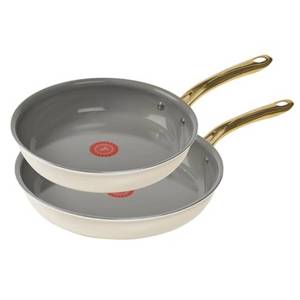 lot 1053 image: T-Fal Preserve Ceramic Nonstick Frying Pan 2-Pc Set, 8.5 & 11, Oven Broiler Safe up to 350°F Cookware, InoCeram Glide Technology, Frying Pan Skillet, Pots & Pans, Beige - Retail $62