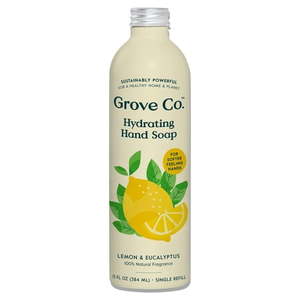 lot 1068 image: Grove Co. Gel Hand Cleaner  Hydrating Hand Soap Refill  100% Natural Lemon & Eucalyptus Scent  13 Oz - Retail $13