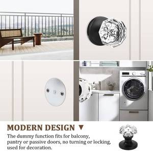 lot 1083 image: Orger 1 Pack Crystal Dummy Door Knob for French DoorBalcony Pantry, Individual Dummy Interior Door Handle Without Lock, Clear Glass Knob with Flat Black Base - Retail $698