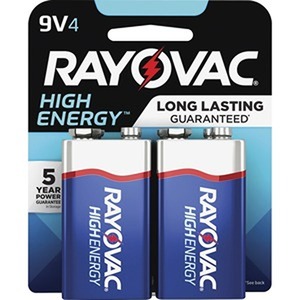 lot 1088 image: Rayovac - High Energy 9V Batteries (4 Pack), Alkaline 9 Volt Batteries - Retail $12