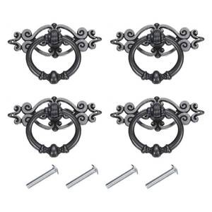 lot 1094 image: uxcell 4 Sets Vintage Ring Drawer Pulls Retro Dresser Pulls Knobs Handles with Screws Zinc Alloy for Dressers Drawer Furniture Closet Cupboard Black(1.4 Long) - Retail $24