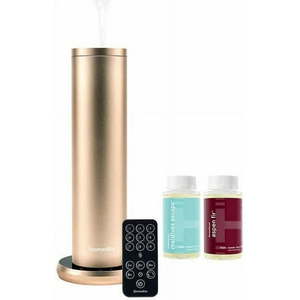 lot 1129 image: Homedics� SereneScent Waterless Home Fragrance Diffuser & Oils Set  Gold - Retail $140