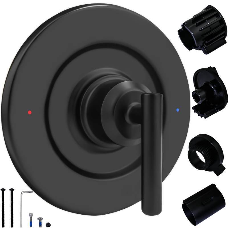 lot 28541 image: Replacement for Moen T2901BL Gibson Posi-Temp Valve Trim Kit, T2901bl valve trim kit, Black Shower Lever Handle, Durable Solid Metal, Matte Black (Note not included 2510 valve) - Retail $36
