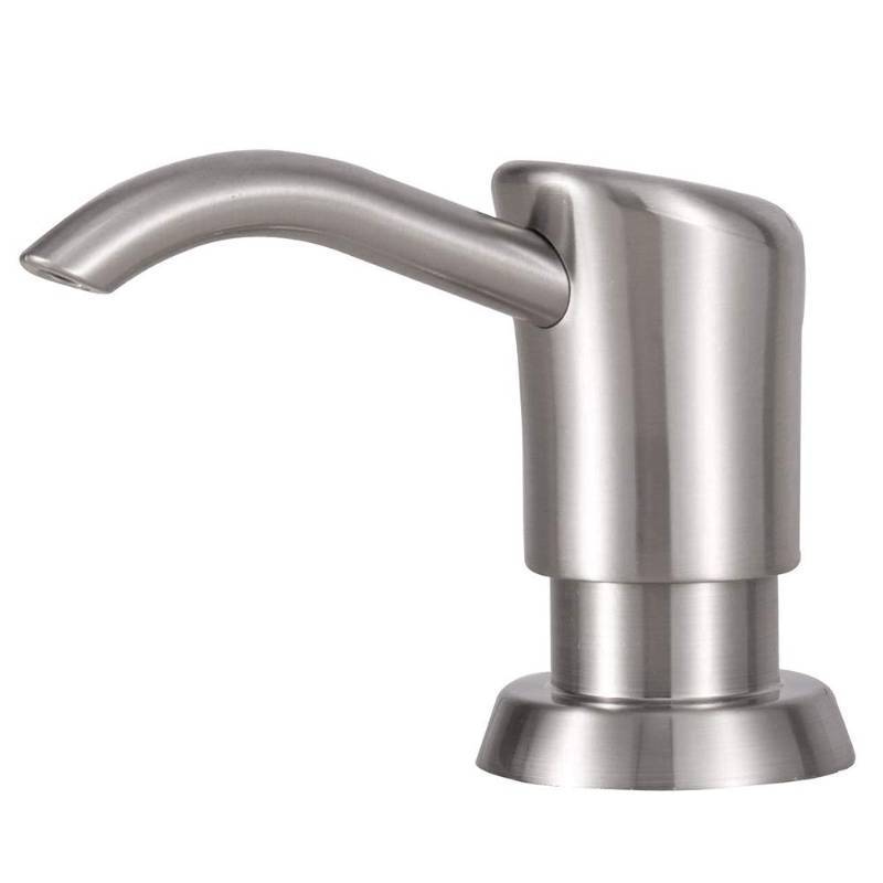 lot 73551 image: Built in Sink Soap Dispenser or Lotion Dispenser for Kitchen Sink, Brushed Nickel ABS Pump Head, with 17 Ounce Large PET Soap Bottle - Retail $17