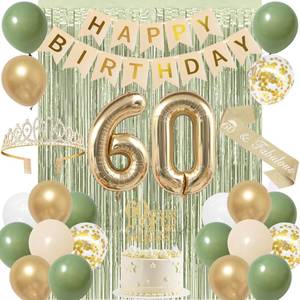 lot 38788 image: Green Gold 60th Birthday Decorations for Women - Retail $21