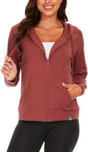 lot 38801 image: Womens Bamboo Viscose Full Zip Terry Hoodie, Brick Red, L - Retail $47
