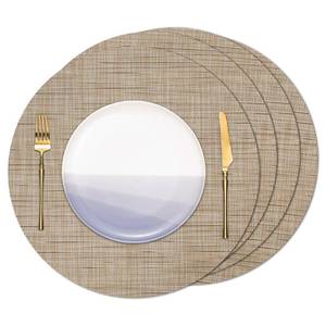 lot 38807 image: 15 Inch Round Placemats Set of 4, Washable Vinyl Woven Place Mats - Retail $14