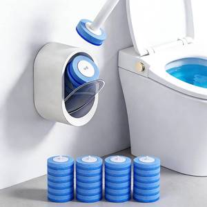 lot 38811 image: Disposable Toilet Brush and Holder Set with 16 Refills for Bathroom - Retail $18
