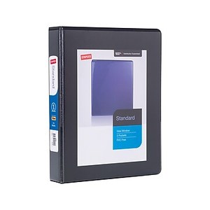 lot 38814 image: Staples 1 Standard 5-12 X 8-12 Mini View Binder With Round Rings Black - Retail $12