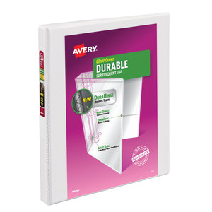 lot 38818 image: Avery Durable View Binde,r  0.5  Slant Rings,  1 White Binder (17002) - Retail $7