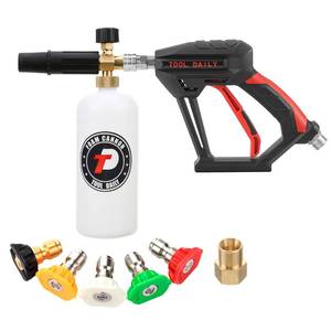 lot 38820 image: Tool Daily Short Pressure Washer Gun with Foam Cannon, 14 Quick Connect - Retail $40
