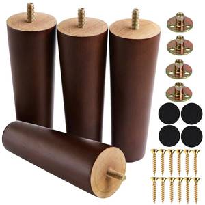 lot 38823 image: Brown 8 Inches Furniture Legs Round Solid Wood Sofa Legs Replacement Legs for Cabinet Vanity Couch Chair Dresser Pack of 4 - Retail $20