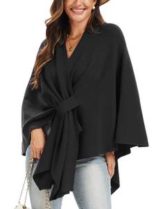 lot 38830 image: Moss Rose Womens Elegant Shawl Wraps Soft Open Front Poncho Sweater for Spring Fall Winter, one size - Retail $40