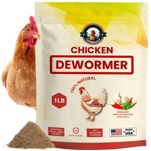 lot 38834 image: Natural Chicken Dewormer Powder, Chili Mix Formula, 1LB XL Pouch, Poultry Wormer for Laying Hens, Egg Safe, Gut Health Support, US-Made for Backyard Flocks - Retail $20