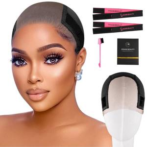 lot 38836 image: Lace Wig Grip Cap Women 4x5 Transparent Swiss Lace Front - Non-slip Wig Gripper for Keeping Wigs In Place - Adjustable Elastic Headband (Black) - Retail $23