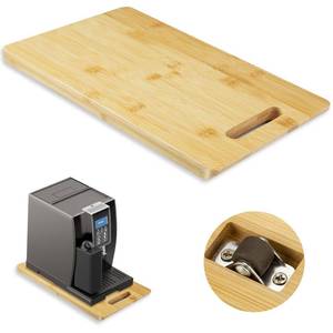 lot 38845 image: Bamboo Appliance Slider, Sliding Tray for Coffee Maker, Coffee Pot Rolling Tray with Wheels, Coffee Slider Tray for Kitchen Countertop, Cabinet, Deep - Medium (14.5D x 9.5W) - Retail $23