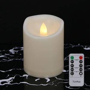 lot 38847 image: Waterproof Flameless Candles with Remote and Timers, Outdoor Indoor Flickering Battery Operated LED Pillar Candles, Ivory Plastic, Long-Lasting, Set of 6 D3 X H6 - Retail $20