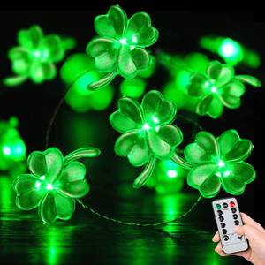lot 38865 image: St Patricks Day Decorations 10 ft 40 LEDs String Lights with Remote - Retail $10