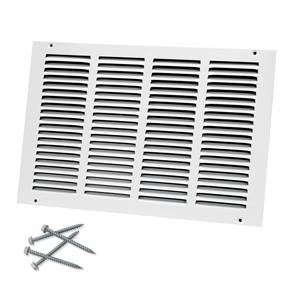 lot 38876 image: 16W x 10H Duct Opening Size Steel Return Air Grille, Air Return Vent Cover for Ceiling and Sidewall - HVAC Air Vent Covers - Outer Dimensions 17.75W x 11.75H - Retail $23
