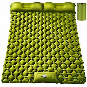 lot 38879 image: Double Sleeping Pad, 4 Extra-Thick Mat with Pillow for Camping - Retail $43