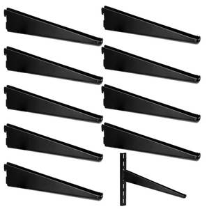 lot 38880 image: 10 Pack Adjustable Shelf Brackets for Double Track System Closet Organization Heavy Duty Wire Shelf Brackets (Black,9 Inches) - Retail $30