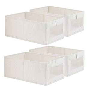 lot 38881 image: 4 Pack Linen Storage Bins, Storage Containers for Organizing Clothing, Jeans, Toys, Books, Shelves, Closet, Wardrobe - Closet Organizers and Storage, Large Storage Boxes Baskets with Window - Retail $20